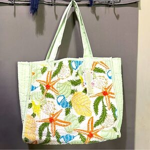 Made in India Tropical Seashell Quilted Tote Bag Shopper